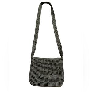 The Sak Stone Gray Crochet Knit Small Shoulder Bag Purse